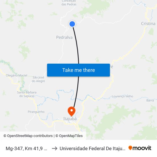 Mg-347, Km 41,9 Sul to Universidade Federal De Itajubá map