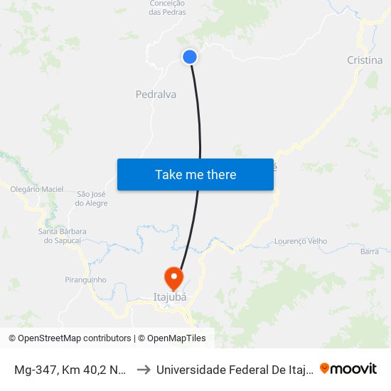 Mg-347, Km 40,2 Norte to Universidade Federal De Itajubá map