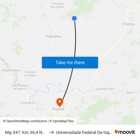 Mg-347, Km 36,4 Norte to Universidade Federal De Itajubá map