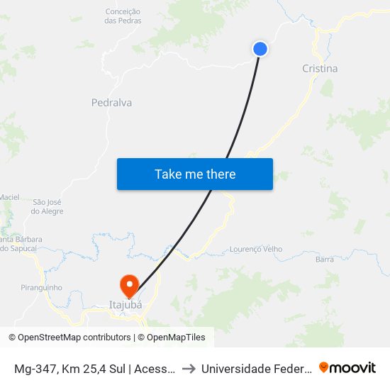 Mg-347, Km 25,4 Sul | Acesso A Barra Grande to Universidade Federal De Itajubá map