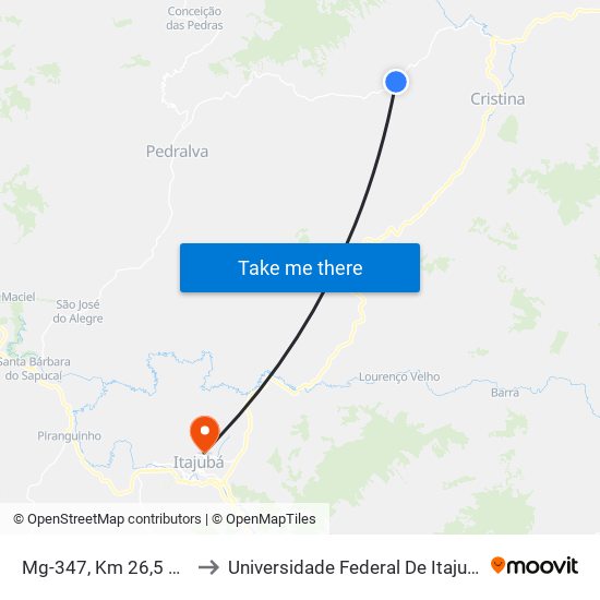Mg-347, Km 26,5 Sul to Universidade Federal De Itajubá map