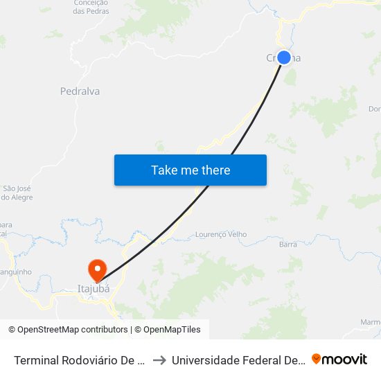 Terminal Rodoviário De Cristina to Universidade Federal De Itajubá map