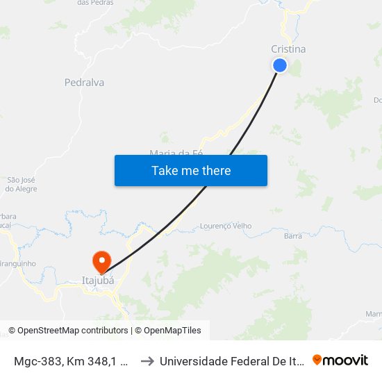 Mgc-383, Km 348,1 Norte to Universidade Federal De Itajubá map