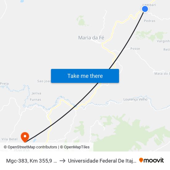 Mgc-383, Km 355,9 Sul to Universidade Federal De Itajubá map