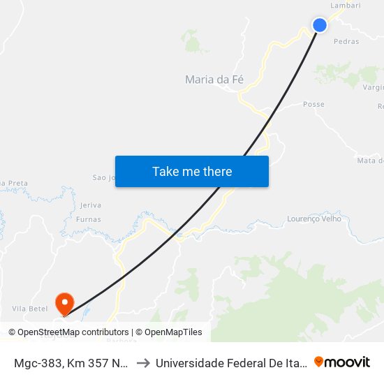 Mgc-383, Km 357 Norte to Universidade Federal De Itajubá map