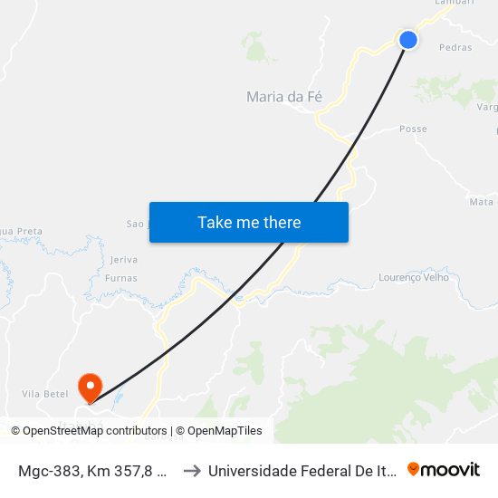 Mgc-383, Km 357,8 Norte to Universidade Federal De Itajubá map