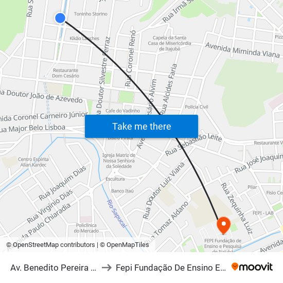 Av. Benedito Pereira Dos Santos, 219 to Fepi Fundação De Ensino E Pesquisa De Itajubá map