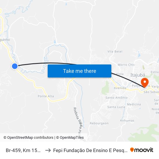 Br-459, Km 158,3 Norte to Fepi Fundação De Ensino E Pesquisa De Itajubá map