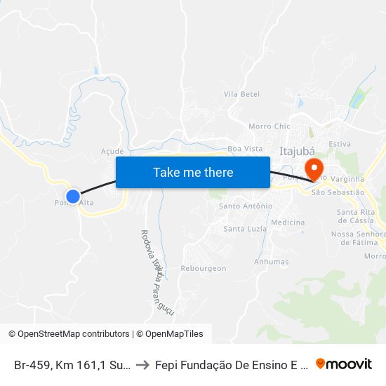 Br-459, Km 161,1 Sul | Entr. Em-447 to Fepi Fundação De Ensino E Pesquisa De Itajubá map