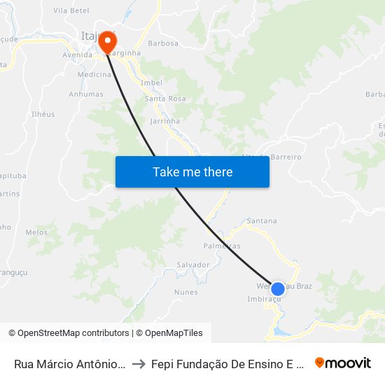 Rua Márcio Antônio Reinaldo, 251 to Fepi Fundação De Ensino E Pesquisa De Itajubá map