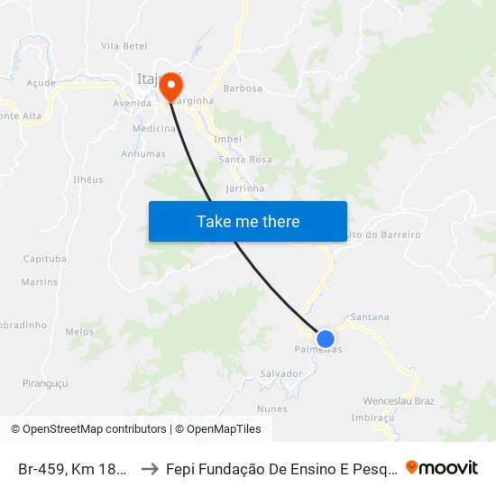 Br-459, Km 183,1 Norte to Fepi Fundação De Ensino E Pesquisa De Itajubá map