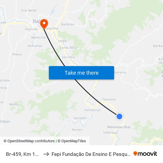 Br-459, Km 187,5 Sul to Fepi Fundação De Ensino E Pesquisa De Itajubá map