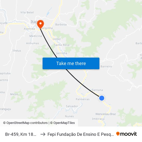 Br-459, Km 186,3 Norte to Fepi Fundação De Ensino E Pesquisa De Itajubá map