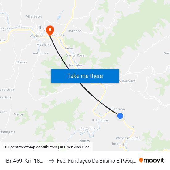 Br-459, Km 185,8 Norte to Fepi Fundação De Ensino E Pesquisa De Itajubá map