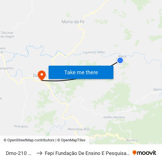 Dmo-210 Oeste to Fepi Fundação De Ensino E Pesquisa De Itajubá map