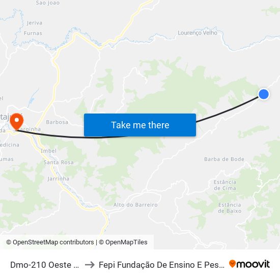 Dmo-210 Oeste | Rio Claro to Fepi Fundação De Ensino E Pesquisa De Itajubá map