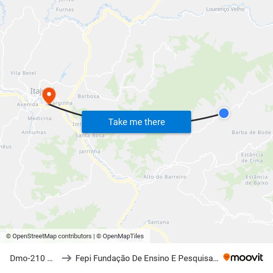 Dmo-210 Oeste to Fepi Fundação De Ensino E Pesquisa De Itajubá map