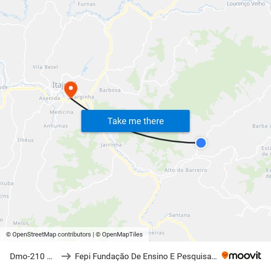 Dmo-210 Oeste to Fepi Fundação De Ensino E Pesquisa De Itajubá map