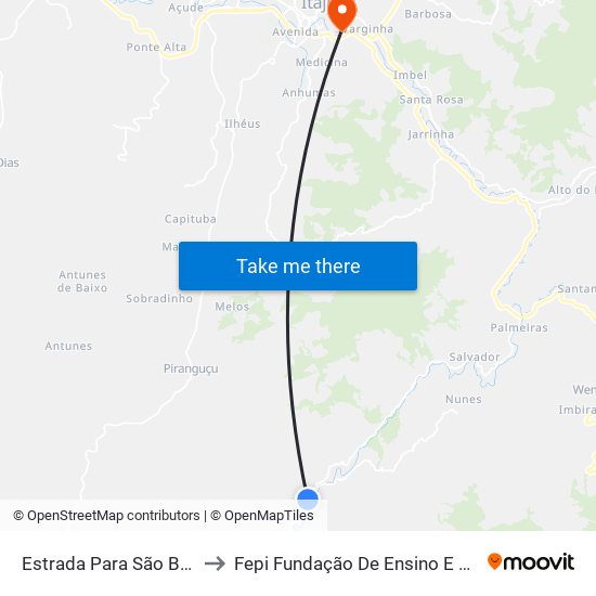 Estrada Para São Bernardo, Norte to Fepi Fundação De Ensino E Pesquisa De Itajubá map