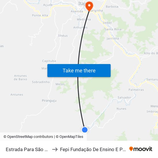 Estrada Para São Bernardo, Sul to Fepi Fundação De Ensino E Pesquisa De Itajubá map