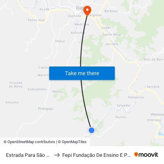 Estrada Para São Bernardo, Sul to Fepi Fundação De Ensino E Pesquisa De Itajubá map