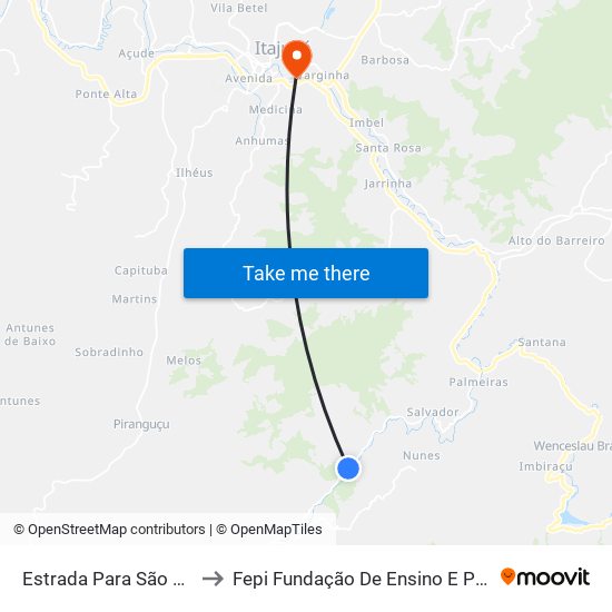 Estrada Para São Bernardo, Sul to Fepi Fundação De Ensino E Pesquisa De Itajubá map