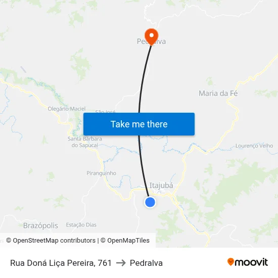Rua Doná Liça Pereira, 761 to Pedralva map