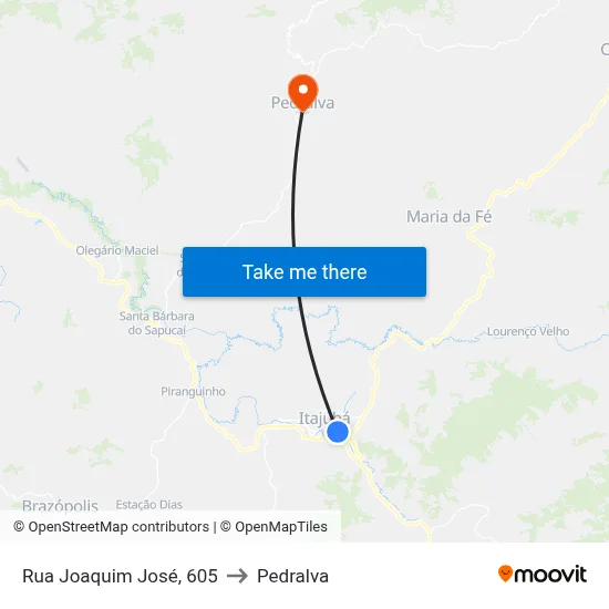 Rua Joaquim José, 605 to Pedralva map