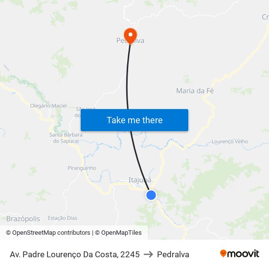 Av. Padre Lourenço Da Costa, 2245 to Pedralva map