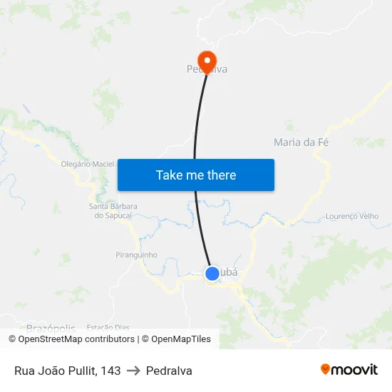 Rua João Pullit, 143 to Pedralva map