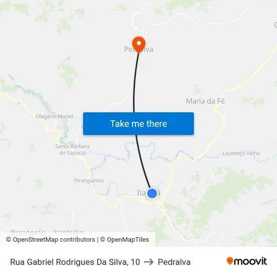 Rua Gabriel Rodrigues Da Silva, 10 to Pedralva map