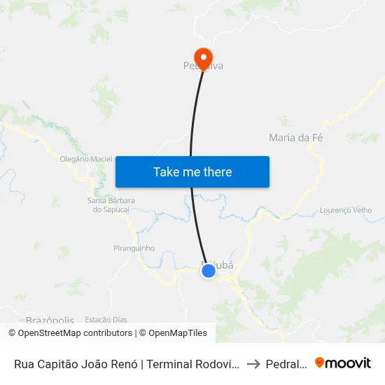 Rua Capitão João Renó | Terminal Rodoviário to Pedralva map
