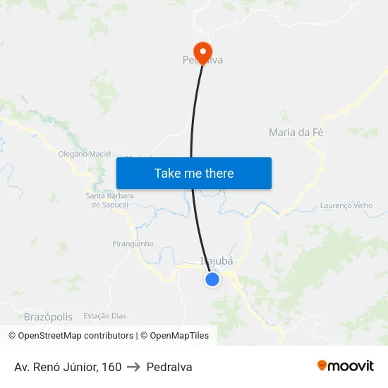 Av. Renó Júnior, 160 to Pedralva map