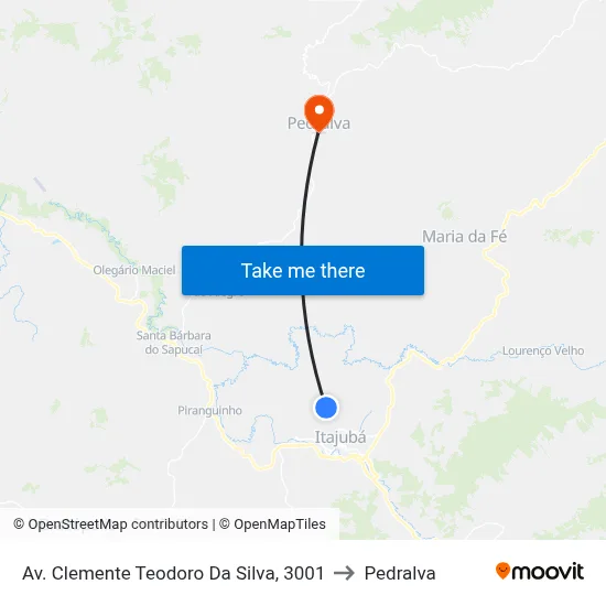 Av. Clemente Teodoro Da Silva, 3001 to Pedralva map