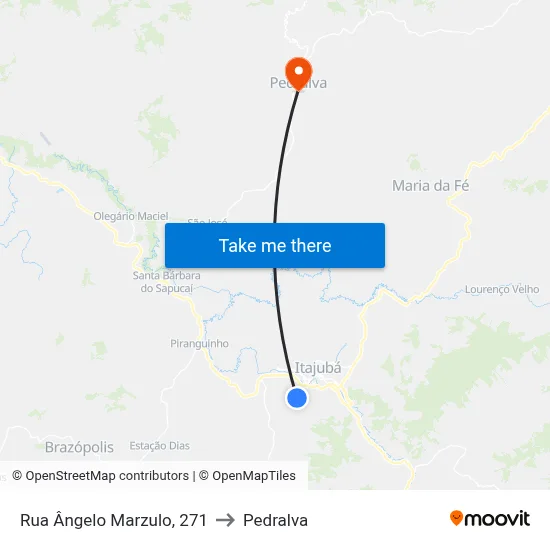 Rua Ângelo Marzulo, 271 to Pedralva map