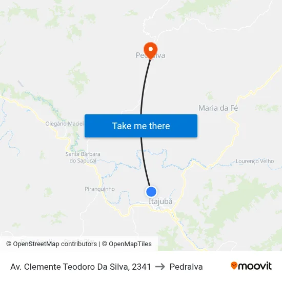 Av. Clemente Teodoro Da Silva, 2341 to Pedralva map