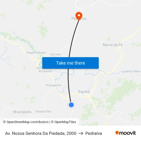 Av. Nossa Senhora Da Piedade, 2000 to Pedralva map