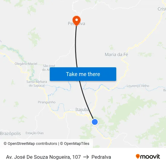 Av. José De Souza Nogueira, 107 to Pedralva map