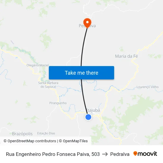 Rua Engenheiro Pedro Fonseca Paiva, 503 to Pedralva map