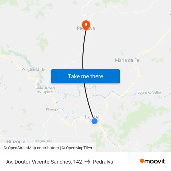 Av. Doutor Vicente Sanches, 142 to Pedralva map