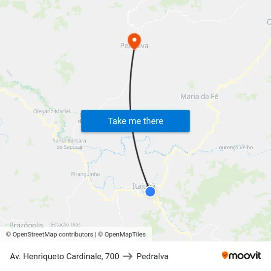 Av. Henriqueto Cardinale, 700 to Pedralva map