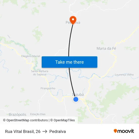 Rua Vital Brasil, 26 to Pedralva map