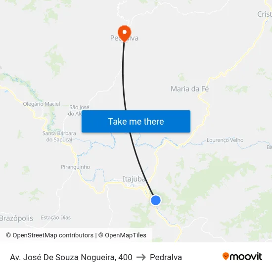 Av. José De Souza Nogueira, 400 to Pedralva map