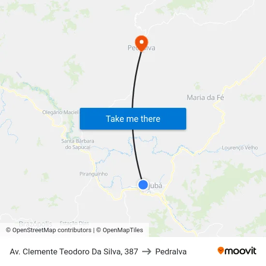 Av. Clemente Teodoro Da Silva, 387 to Pedralva map