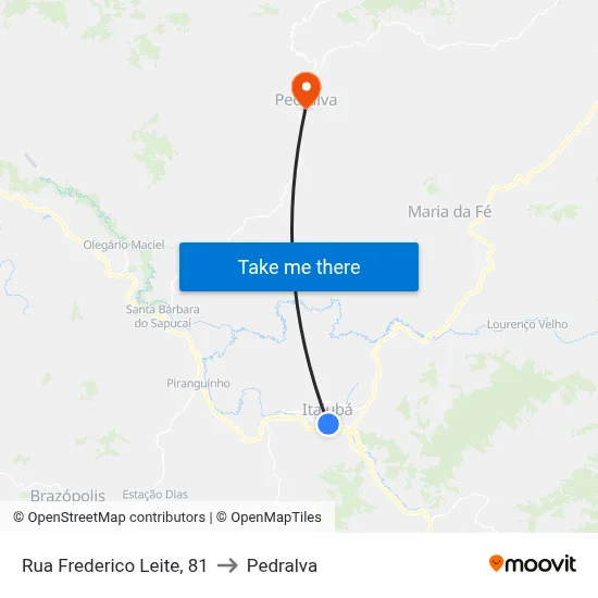 Rua Frederico Leite, 81 to Pedralva map