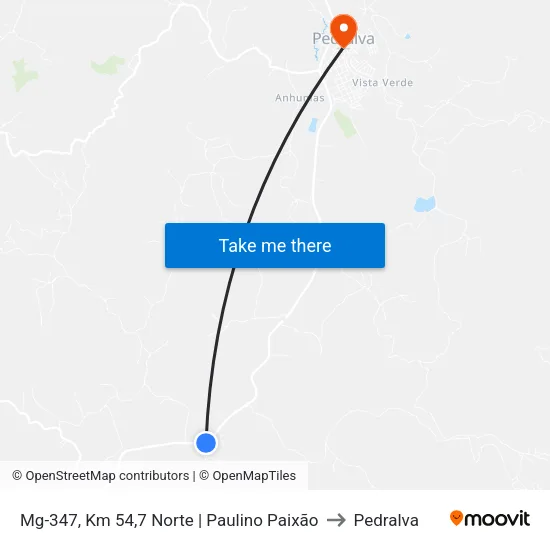 Mg-347, Km 54,7 Norte | Paulino Paixão to Pedralva map