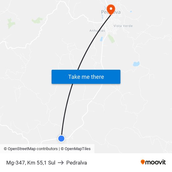 Mg-347, Km 55,1 Sul to Pedralva map