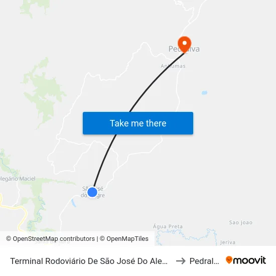 Terminal Rodoviário De São José Do Alegre to Pedralva map
