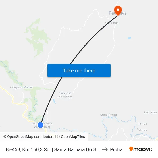 Br-459, Km 150,3 Sul | Santa Bárbara Do Sapucaí to Pedralva map