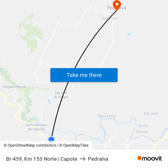 Br-459, Km 153 Norte | Capote to Pedralva map